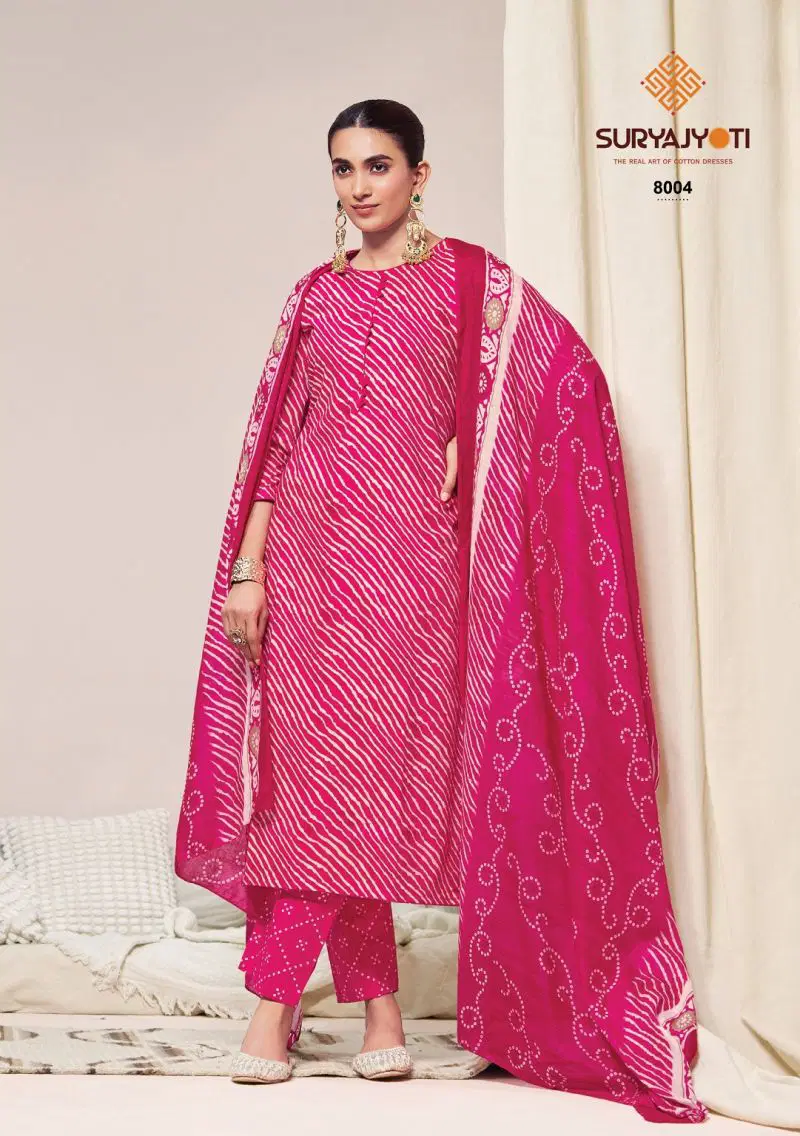 Suryajyoti Bandhani Lehariya Vol 8 Readynade Cotton Kurti Set Wholesale