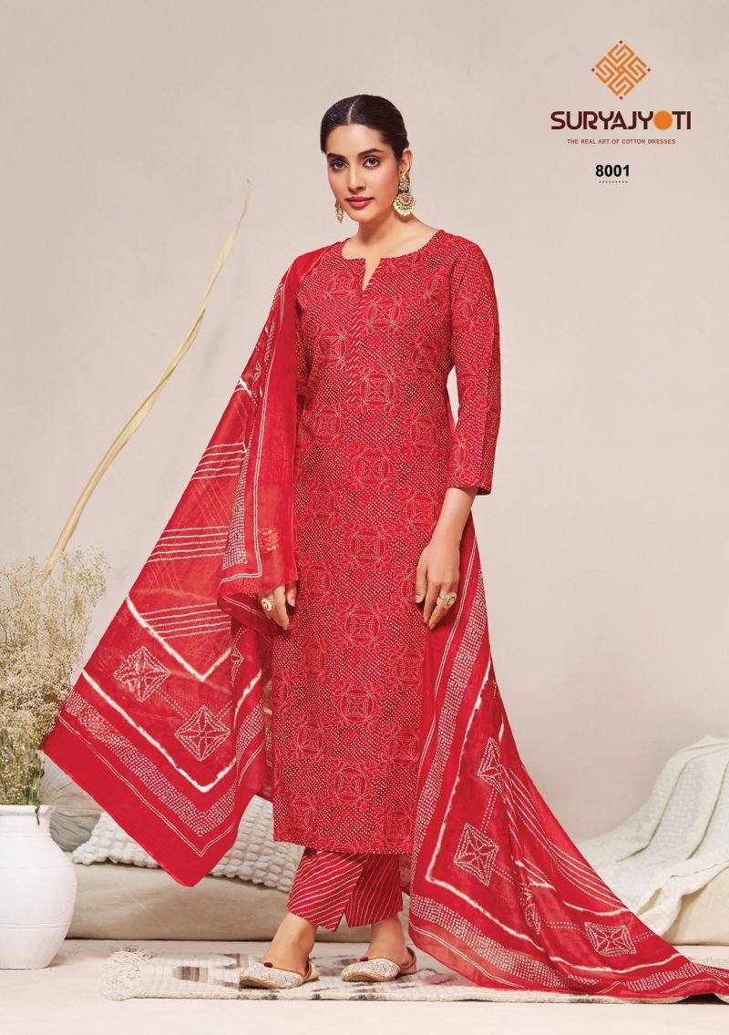 Buy Suryajyoti Bandhani Lehariya Vol 8 Readynade Cotton Kurti Set Wholesale 2026