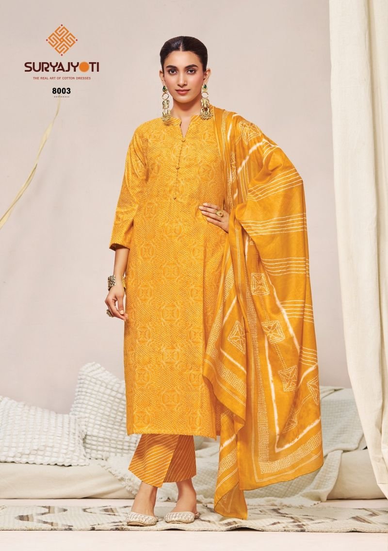 Buy Suryajyoti Bandhani Lehariya Vol 8 Readynade Cotton Kurti Set Wholesale 2026