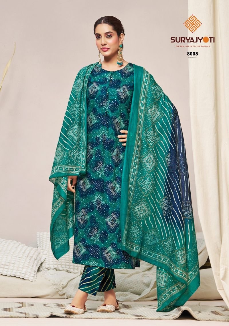 Buy Suryajyoti Bandhani Lehariya Vol 8 Readynade Cotton Kurti Set Wholesale 2026