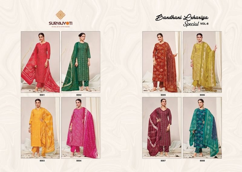 Buy Suryajyoti Bandhani Lehariya Vol 8 Readynade Cotton Kurti Set Wholesale 2026