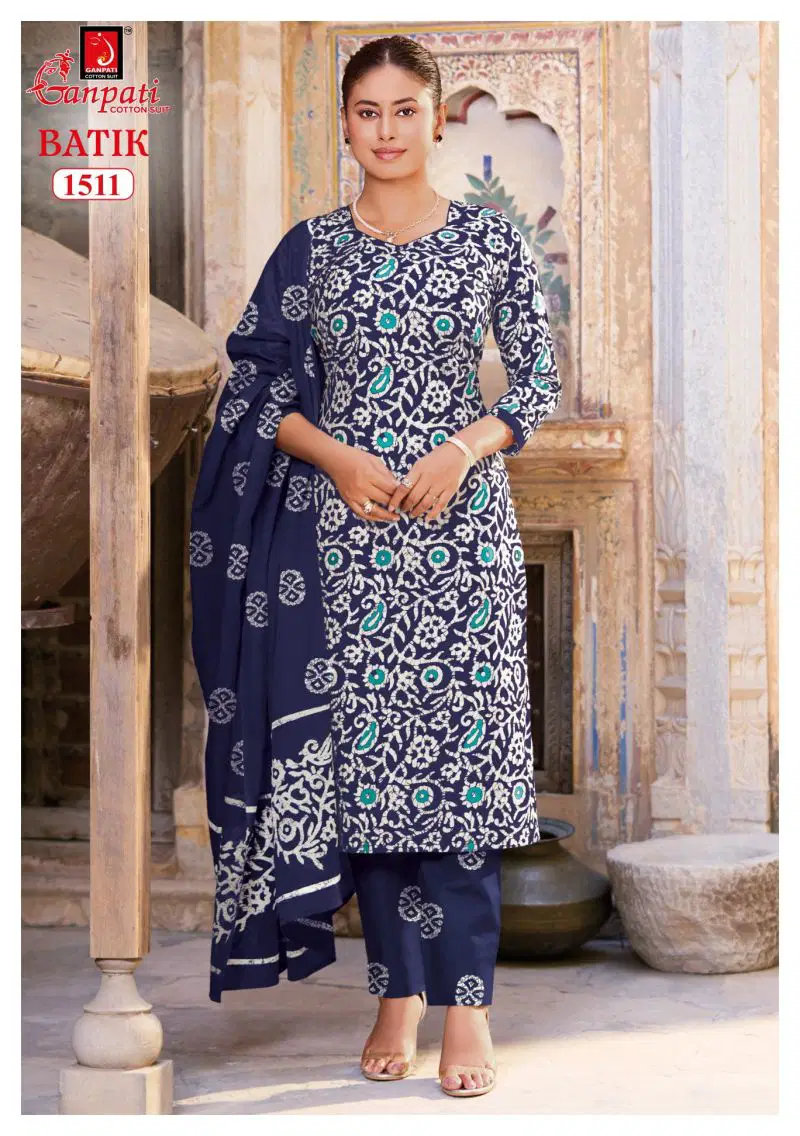Ganpati Batik Vol 15 Readymade Cotton Kurti Pant With Dupatta Wholesale