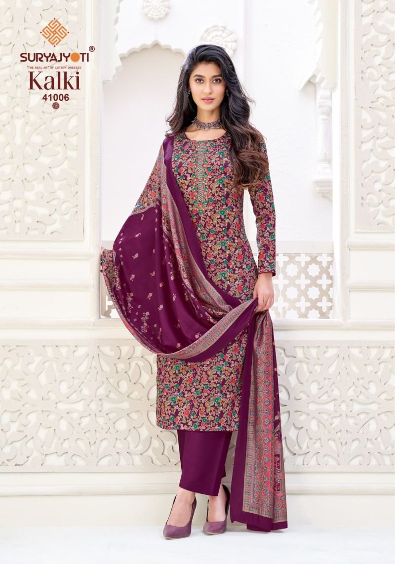 Suryajyoti Kalki Vol 41 Jam Satin Printed Dress Material Collection Wholesale