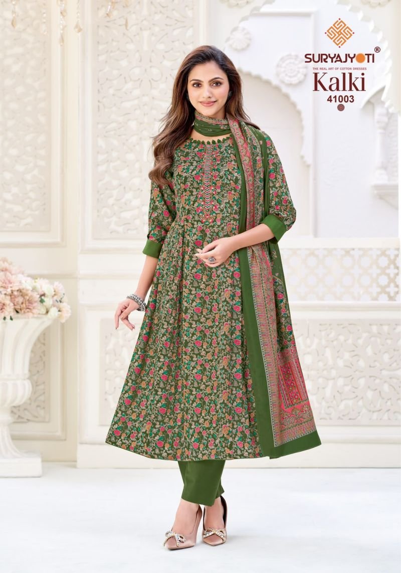 Suryajyoti Kalki Vol 41 Jam Satin Printed Dress Material Collection Wholesale