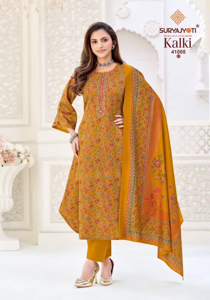 Suryajyoti Kalki Vol 41 Jam Satin Printed Dress Material Collection Wholesale