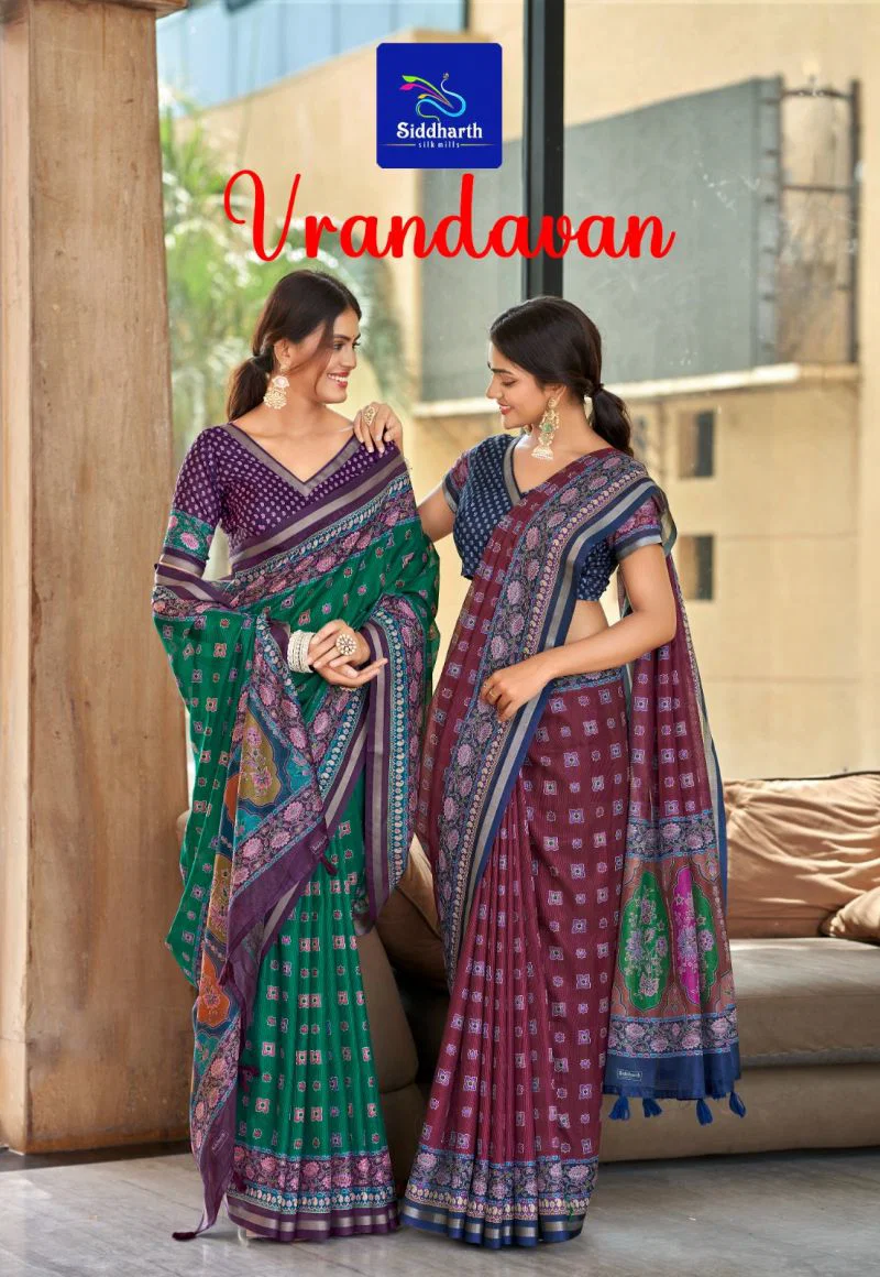 Siddharth Vrandavan Soft Cotton Fancy Saree Collection Wholesale