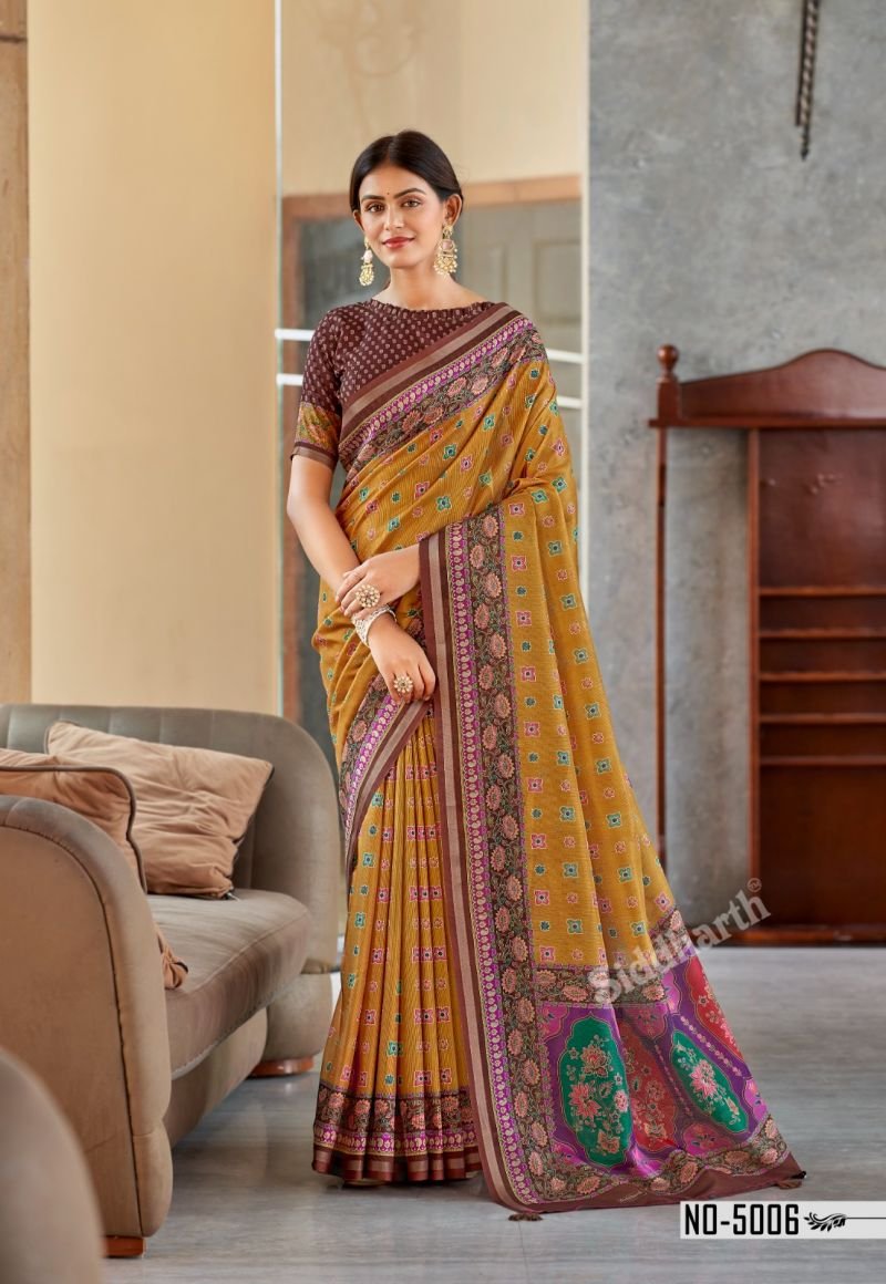 Siddharth Vrandavan Soft Cotton Fancy Saree Collection Wholesale