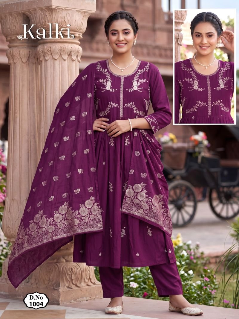 Buy Kalki Vol 2 Roman Silk Plain Dori Sequence Worked Kurti Set Wholesale 2026