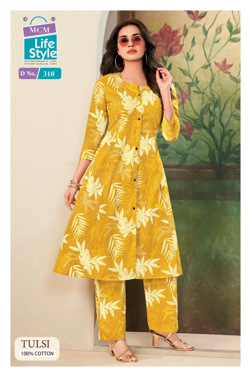 Mcm Tulsi Vol 3 Cotton Printed A Line Kurti With Bottom Collection Wholesale