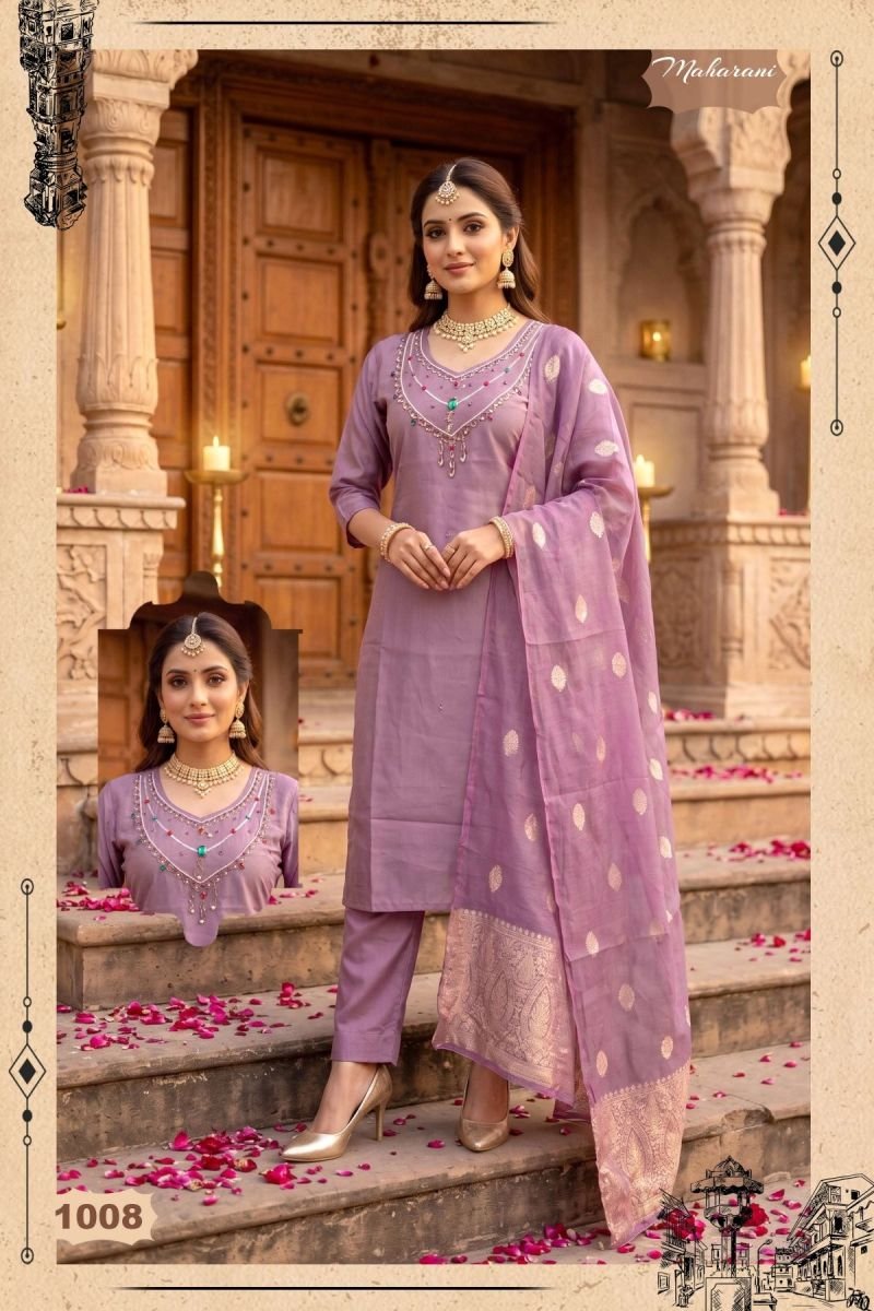 Stylish Maharani Vol 2 Shimmer Roman Silk Handworked Kurti Set Wholesale 2026