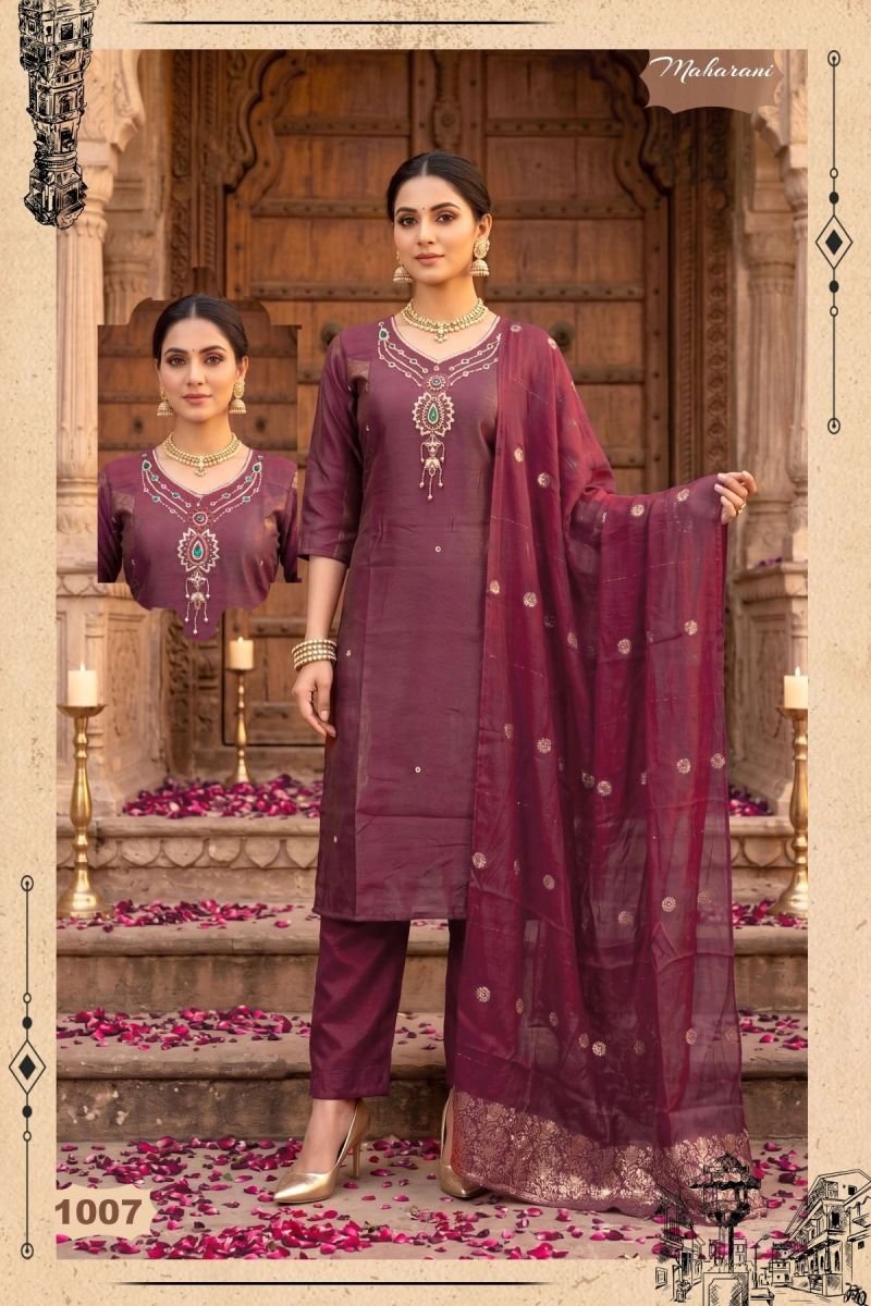 Stylish Maharani Vol 2 Shimmer Roman Silk Handworked Kurti Set Wholesale 2026