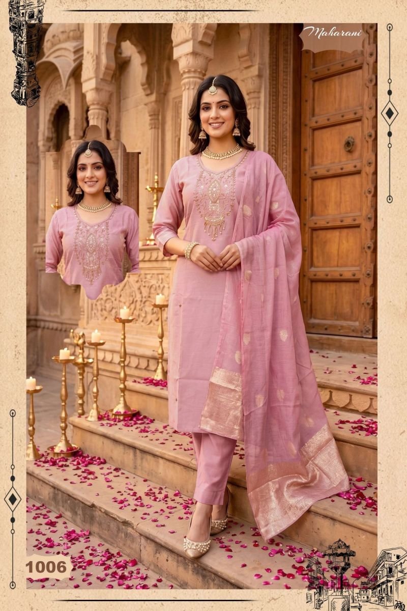 Stylish Maharani Vol 2 Shimmer Roman Silk Handworked Kurti Set Wholesale 2026
