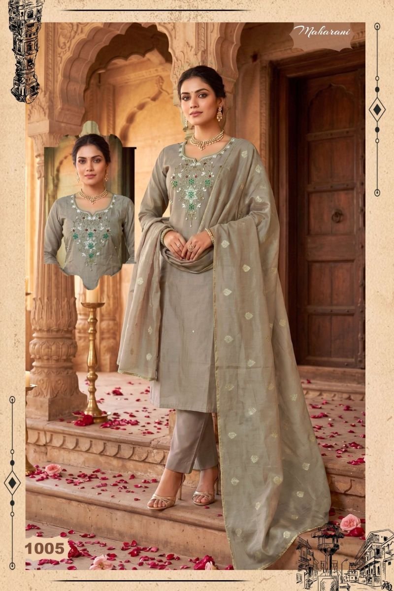 Stylish Maharani Vol 2 Shimmer Roman Silk Handworked Kurti Set Wholesale 2026