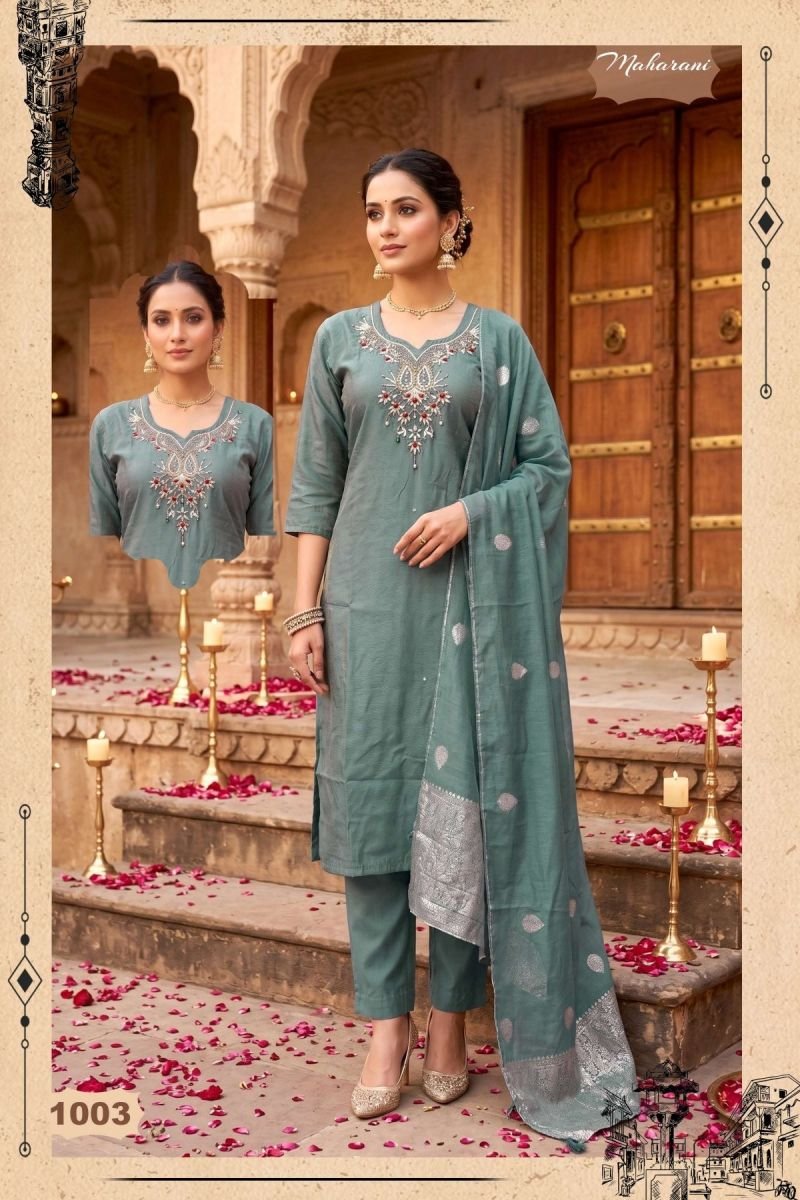 Stylish Maharani Vol 2 Shimmer Roman Silk Handworked Kurti Set Wholesale 2026