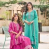 Aanchi Plus Chameli Vichitra Silk Embroidered Anarkali Kurti With Pant Dupatta Wholesale
