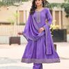 Stylish Aanchi Plus Chameli Vichitra Silk Embroidered Anarkali Kurti With Pant Dupatta Wholesale 2026