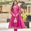 Stylish Aanchi Plus Chameli Vichitra Silk Embroidered Anarkali Kurti With Pant Dupatta Wholesale 2026