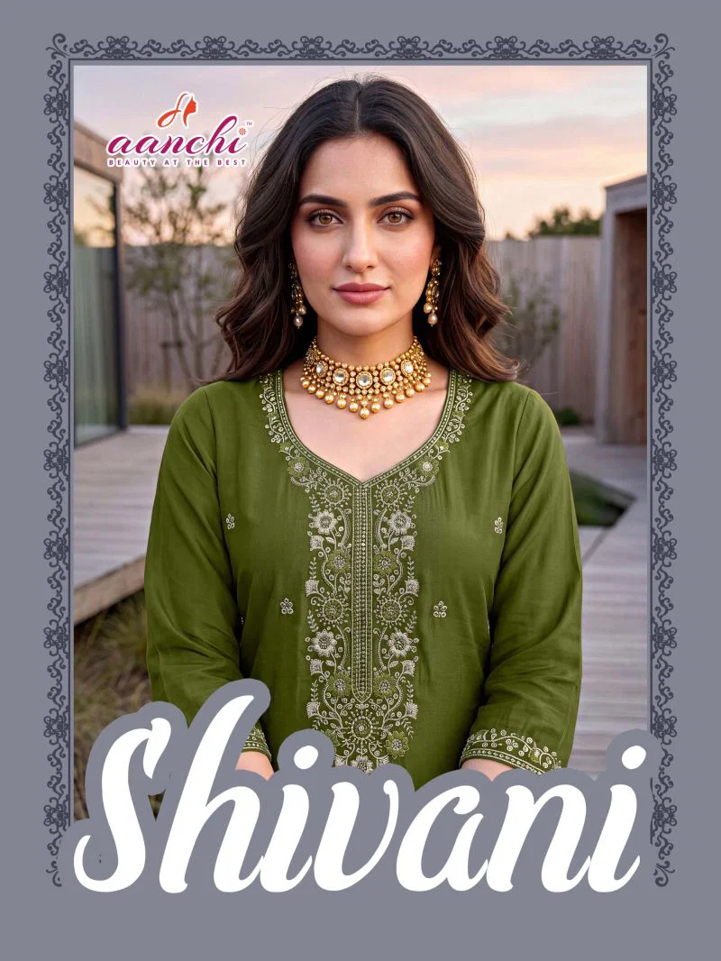 Aanchi Shivani Vichitra Silk Embroidered Kurti Collection Wholesale