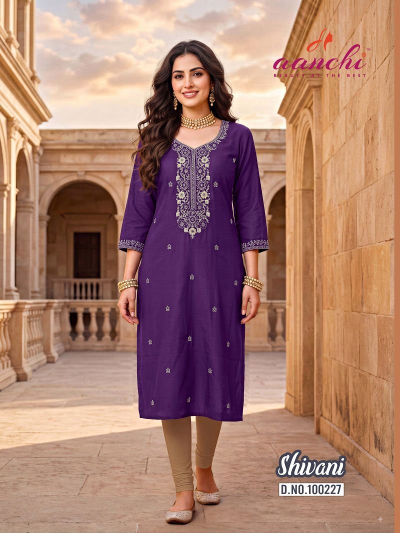 Beautiful Aanchi Shivani Vichitra Silk Embroidered Kurti Collection Wholesale 2026
