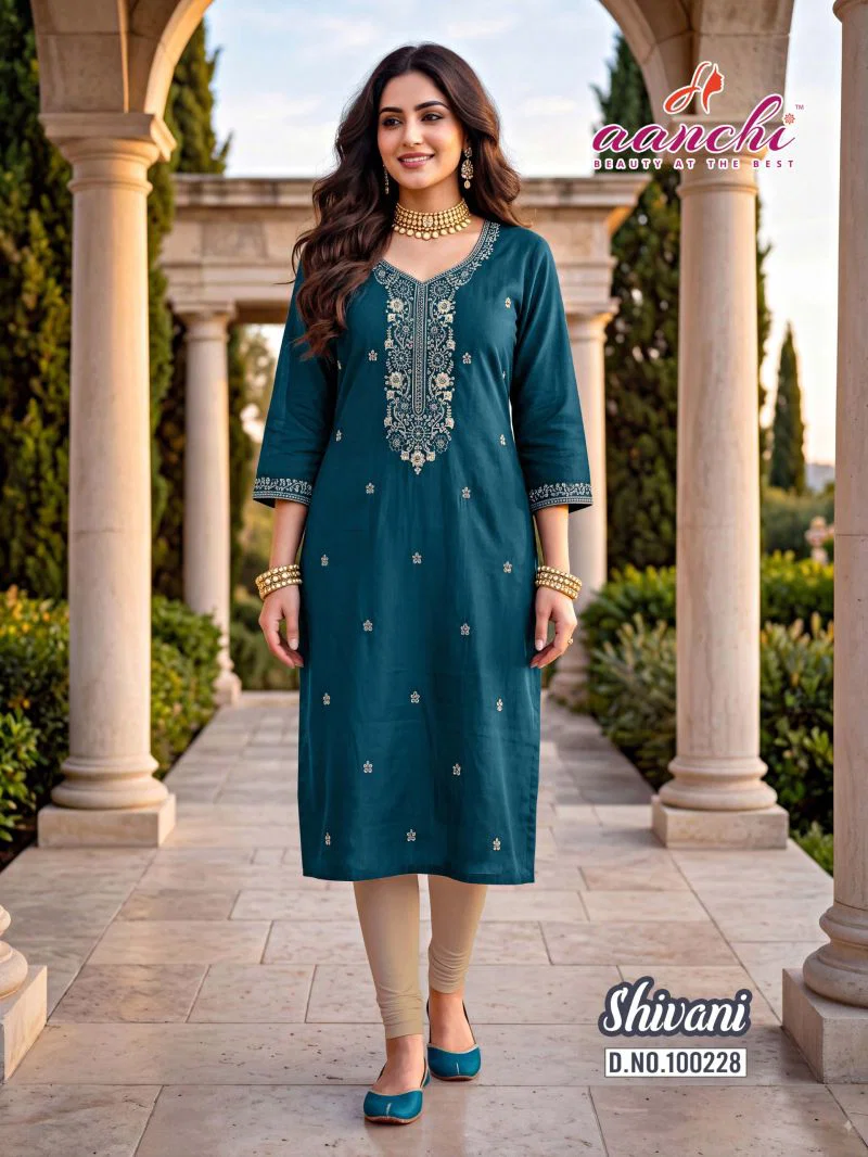 Beautiful Aanchi Shivani Vichitra Silk Embroidered Kurti Collection Wholesale 2026