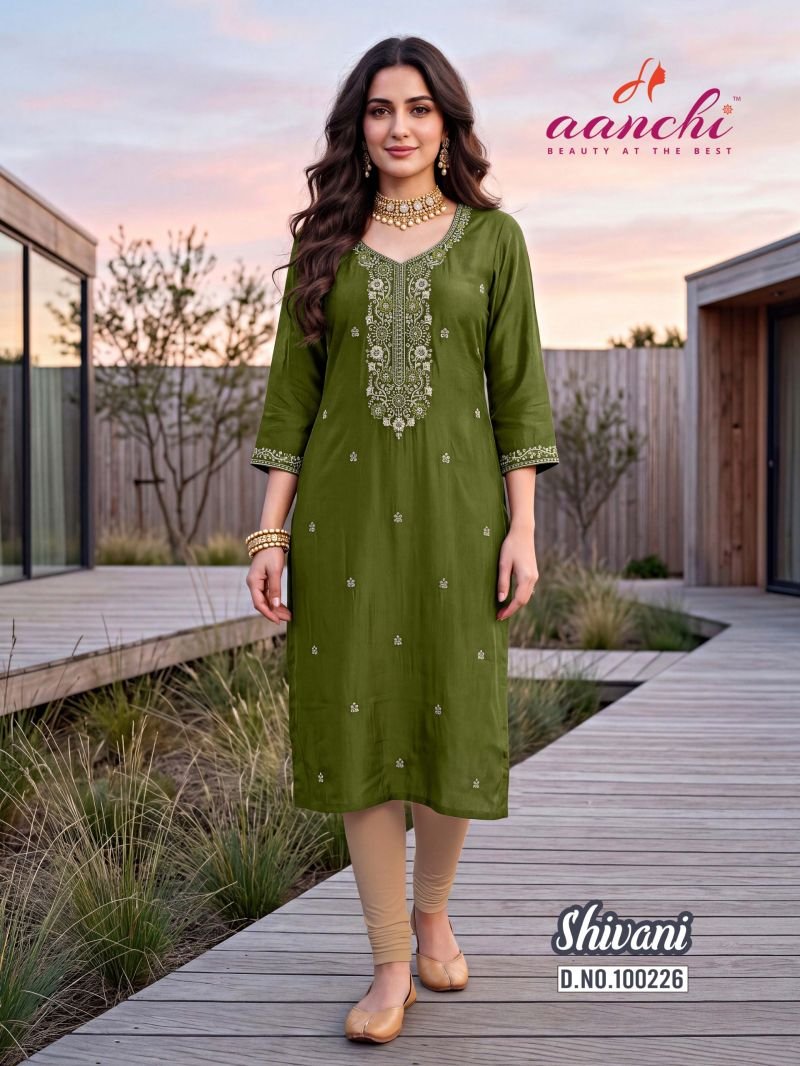 Beautiful Aanchi Shivani Vichitra Silk Embroidered Kurti Collection Wholesale 2026