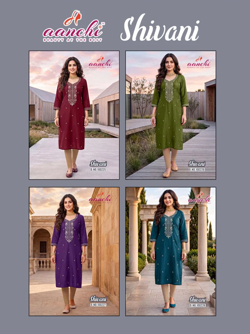Beautiful Aanchi Shivani Vichitra Silk Embroidered Kurti Collection Wholesale 2026