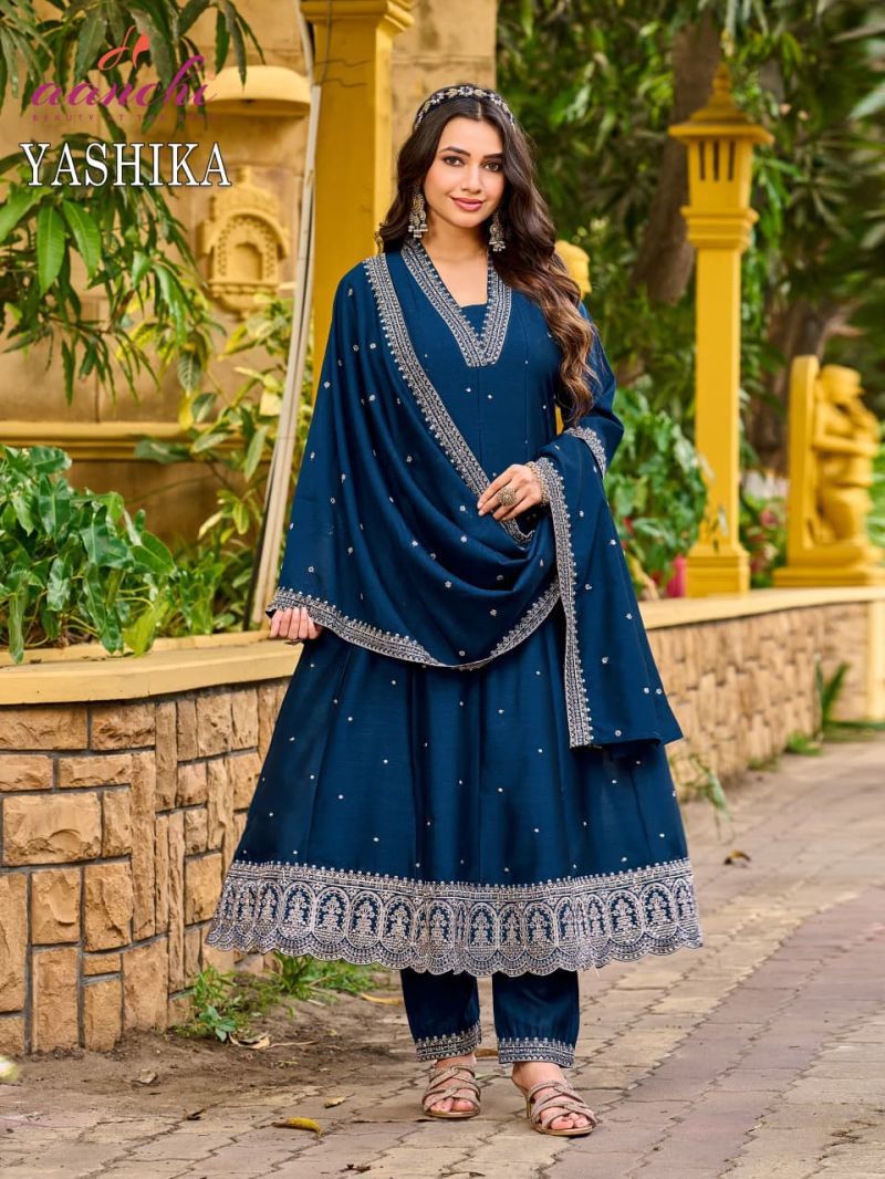 Beautiful Aanchi Yashika Vichitra Silk Fancy Embroidered Anarkali Kurti With Bottom Dupatta Wholesale 2026