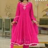 Buy Afsana Sawan Georgette Khatli Hand Work Anarkali Kurti With Bottom Dupatta Wholesale 2026