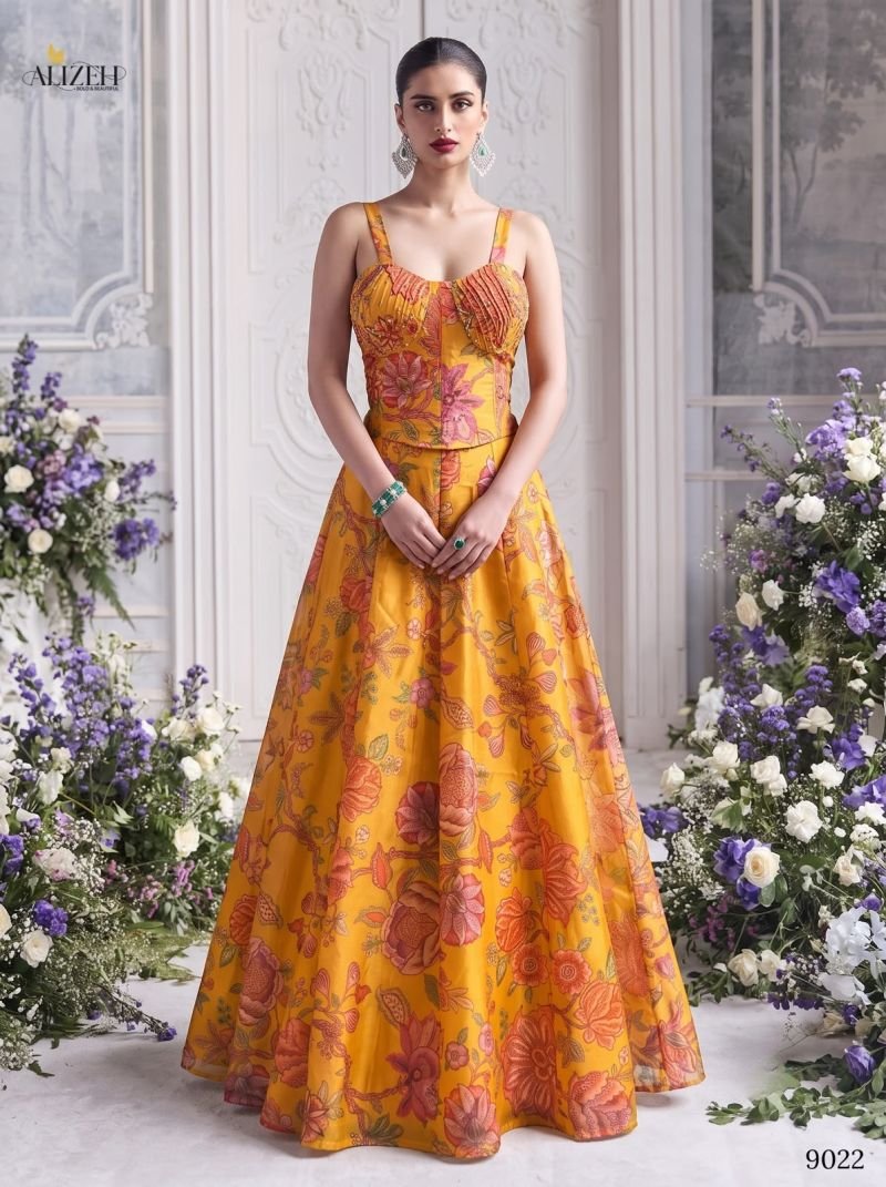 Beautiful Alizeh 9019 To 9022 Tabby Organza Flower Printed Stylish Lehenga Choli Collection Wholesale 2026