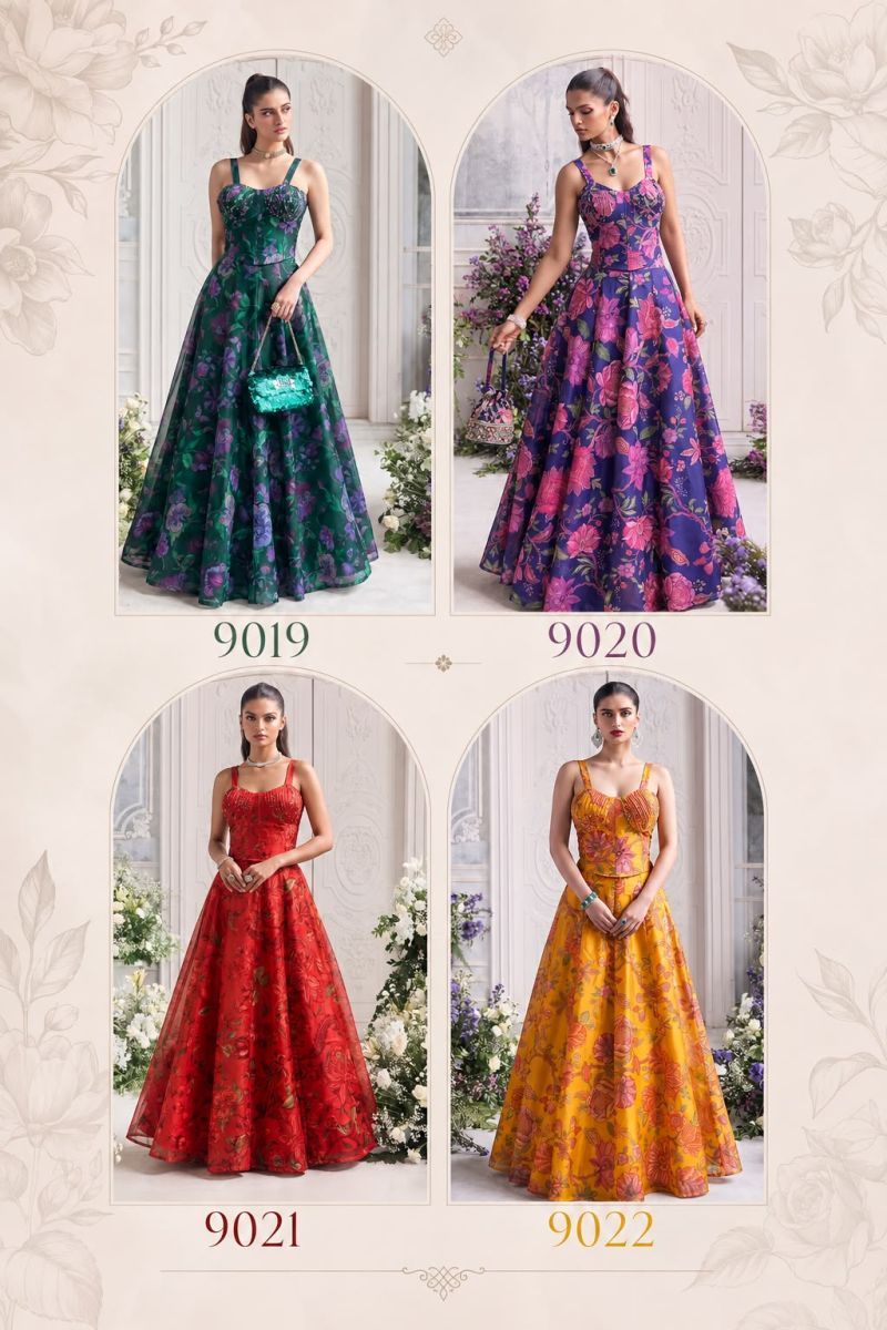 Beautiful Alizeh 9019 To 9022 Tabby Organza Flower Printed Stylish Lehenga Choli Collection Wholesale 2026