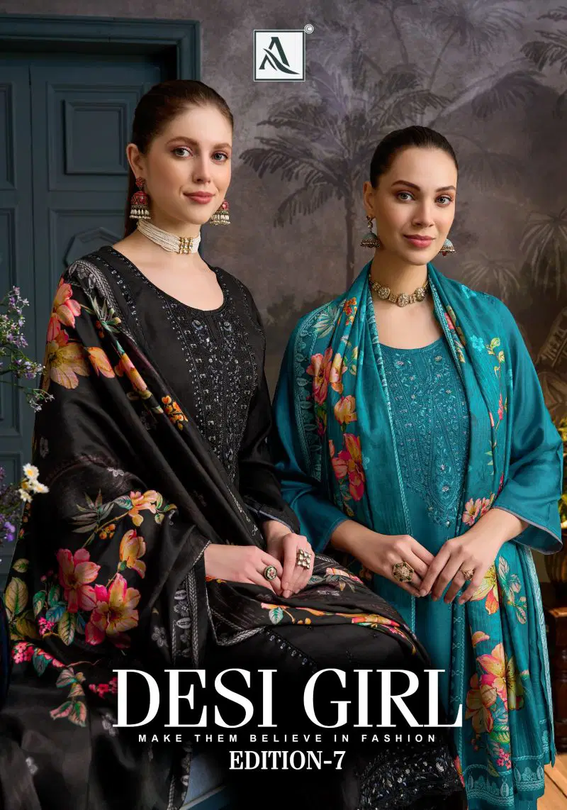 Alok Desi Girl Vol 7 Viscose Maslin Embroidered Dress Material Collection Wholesale