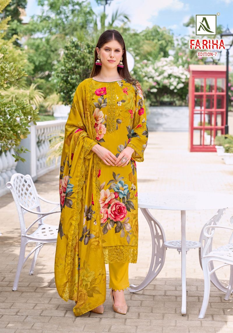 Buy Alok Fariha Vol 7 Maslin Digital Printed Embroidered Dress Material Wholesale 2026