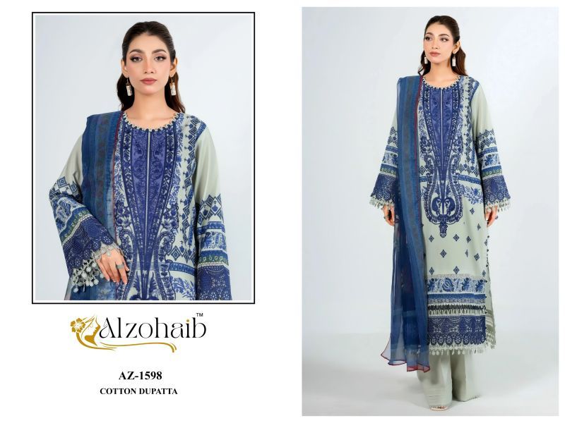 Latest Alzohaib Anisa Vol 1 Chiffon Dupatta Cotton Patch Work Salwar Kameez Wholesale 2026