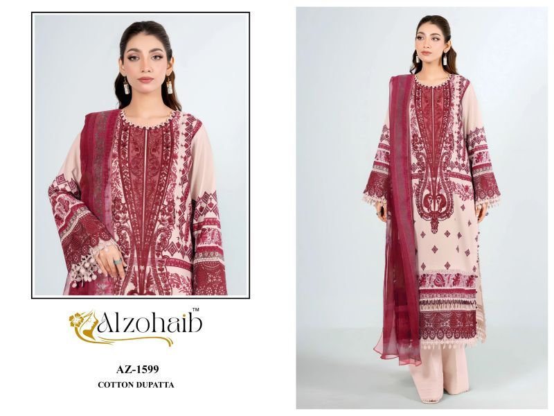 Latest Alzohaib Anisa Vol 1 Chiffon Dupatta Cotton Patch Work Salwar Kameez Wholesale 2026