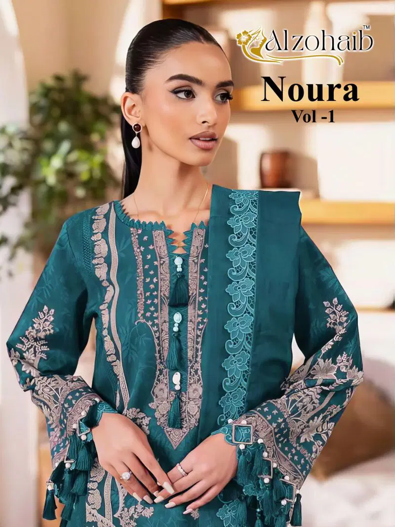 Alzohaib Noura Vol 1 Cotton Dupatta Cotton Patch Work Salwar Kameez Wholesale