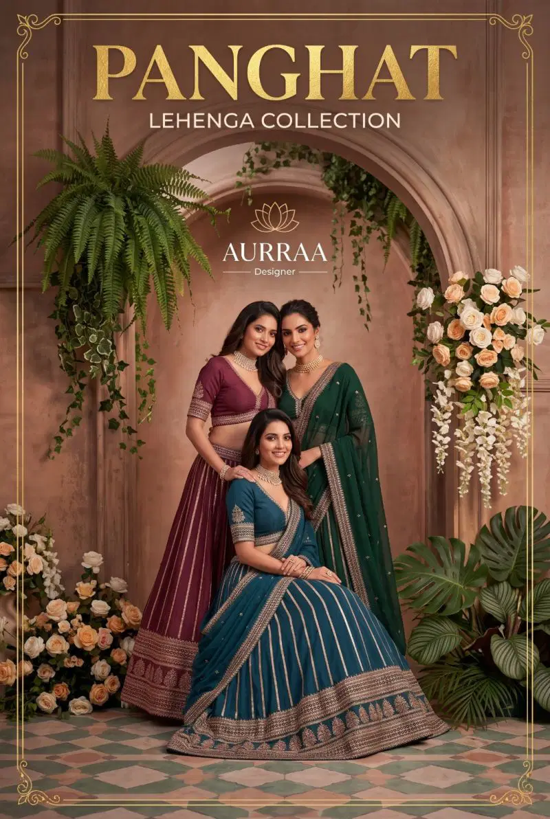 Aurraa Panghat Silk Embroidered Designer Fancy Lehenga Choli Collection Wholesale