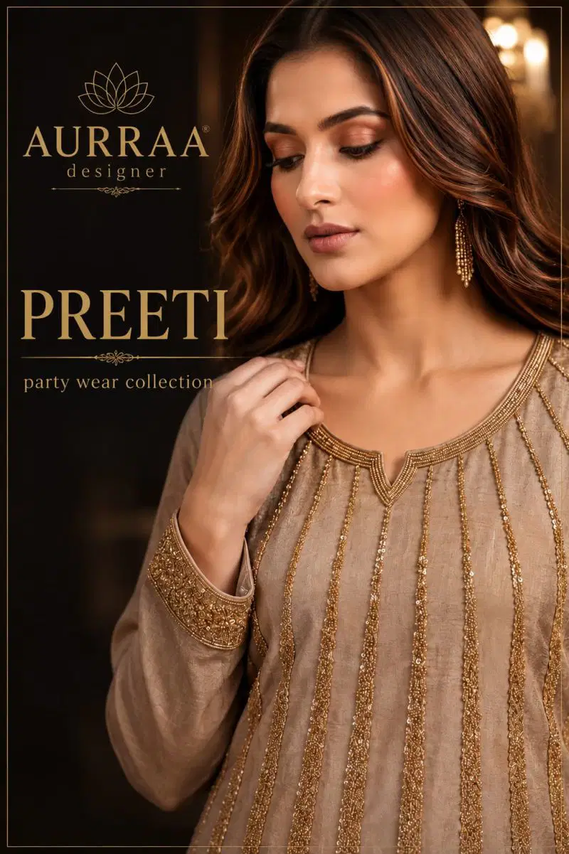 Aurraa Preeti Silk Beads Work Designer Salwar Kameez Collection Wholesale