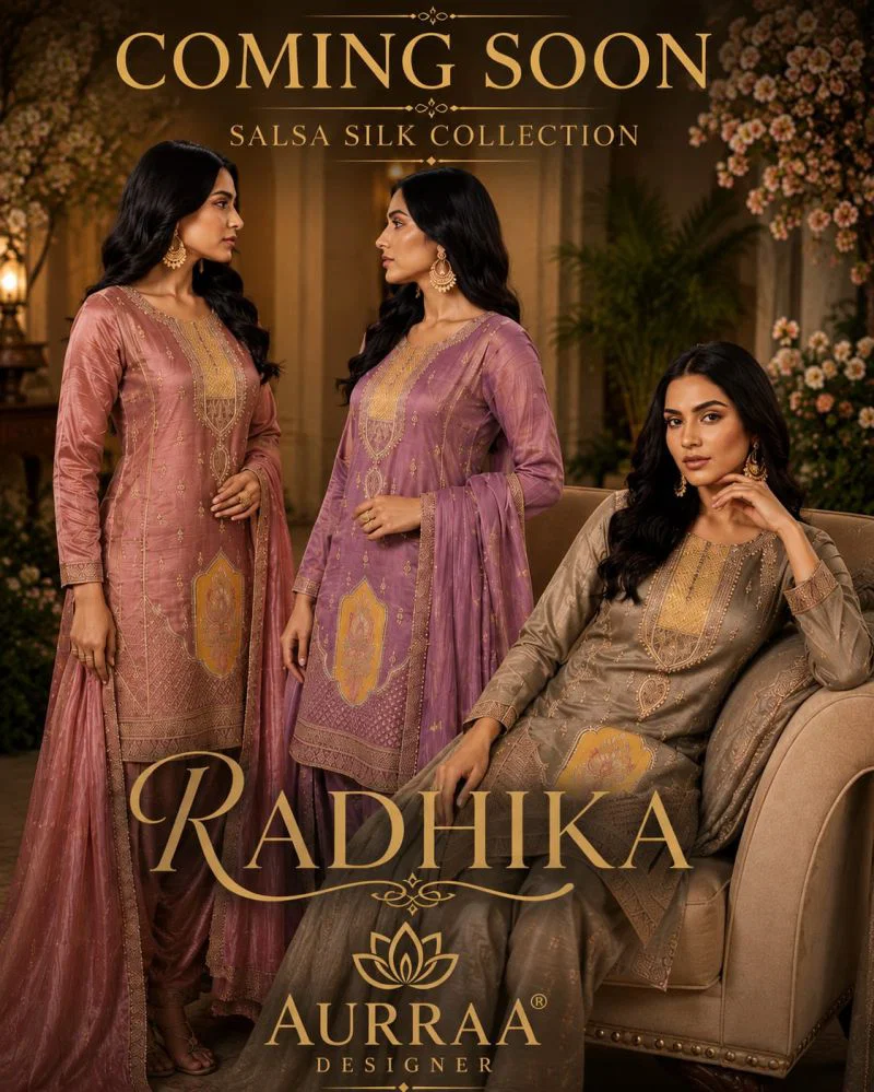 Aurraa Radhika Salsa Silk Beads Work Designer Salwar Kameez Collection Wholesale