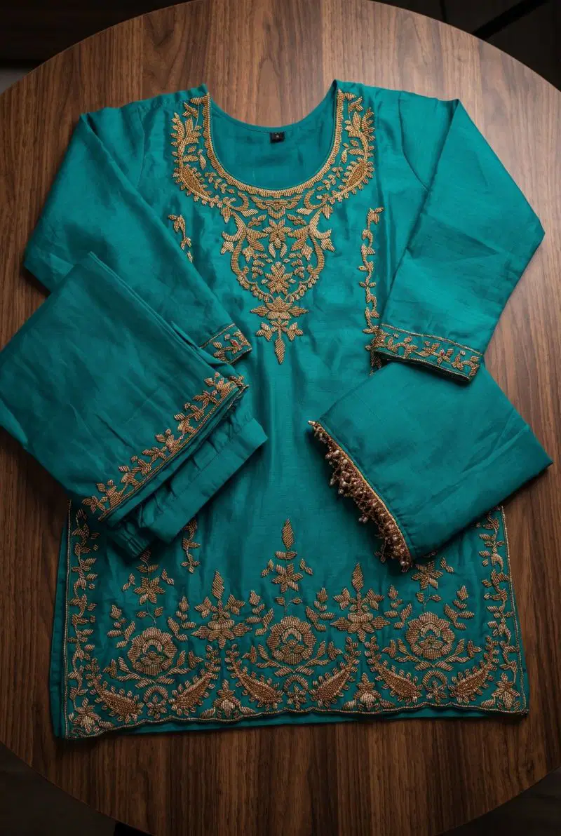 Launching Aurraa Rootika Chinon Beads Work Kurti With Bottom Dupatta Wholesale 2026