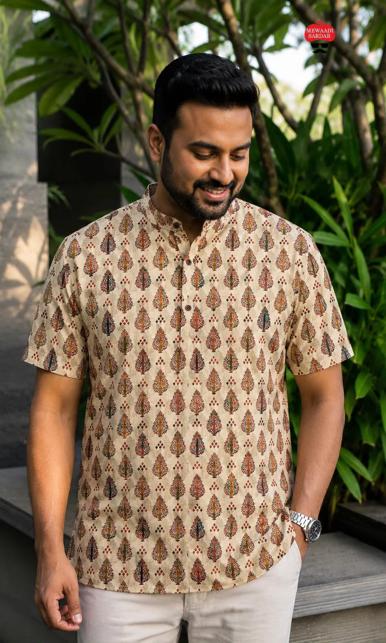 B Desi Vol 4 Cotton Printed Mens Short Kurta Collection Wholesale