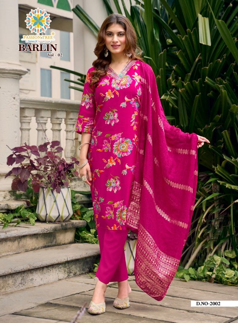 Launching Barlin Vol 2 By Passion Tree Barlin Print Embroidered Kurti With Bottom Dupatta Wholesale 2026