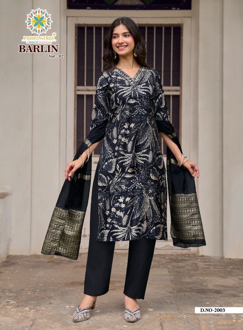 Launching Barlin Vol 2 By Passion Tree Barlin Print Embroidered Kurti With Bottom Dupatta Wholesale 2026