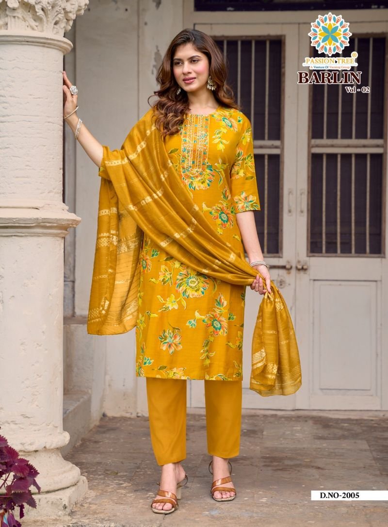 Launching Barlin Vol 2 By Passion Tree Barlin Print Embroidered Kurti With Bottom Dupatta Wholesale 2026