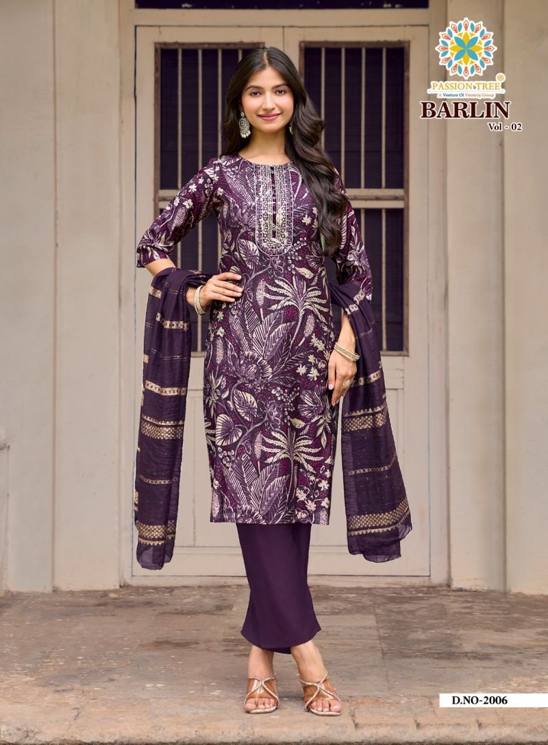 Launching Barlin Vol 2 By Passion Tree Barlin Print Embroidered Kurti With Bottom Dupatta Wholesale 2026