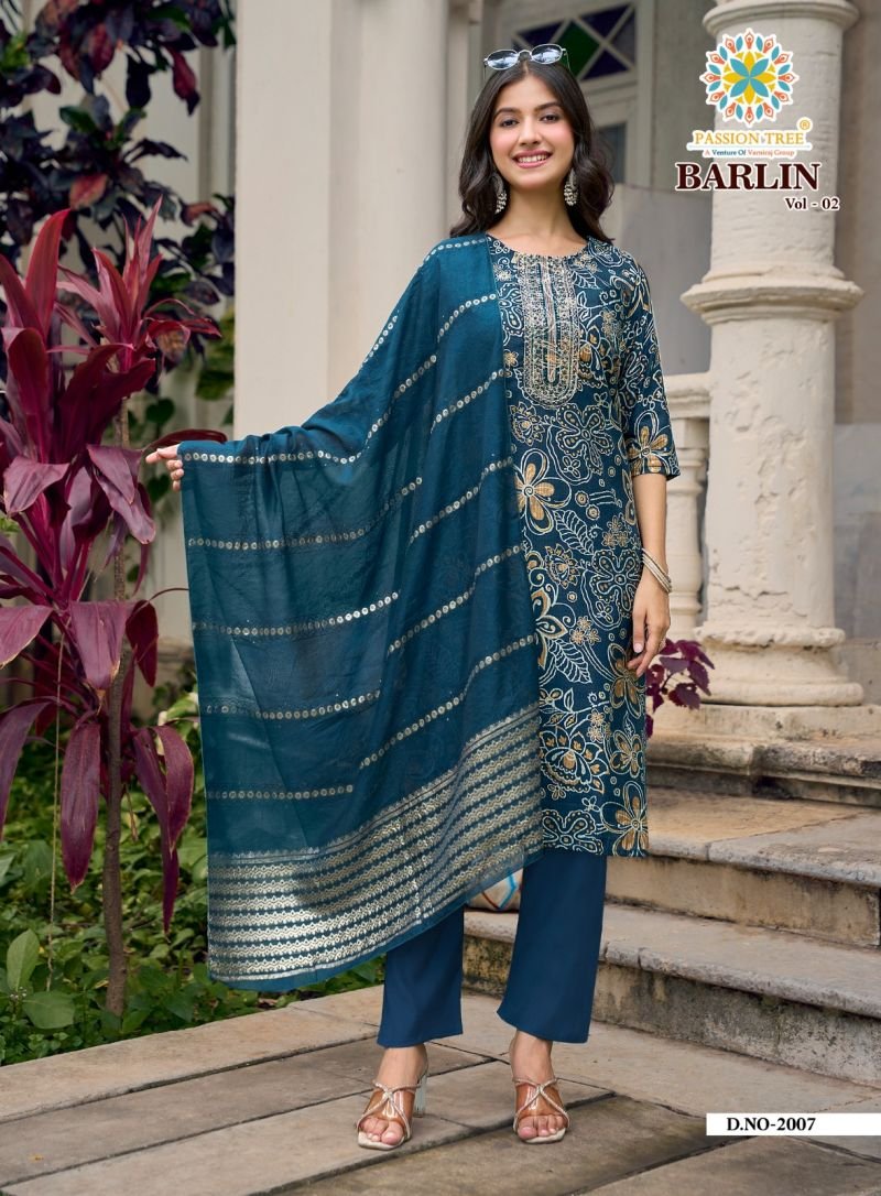 Launching Barlin Vol 2 By Passion Tree Barlin Print Embroidered Kurti With Bottom Dupatta Wholesale 2026