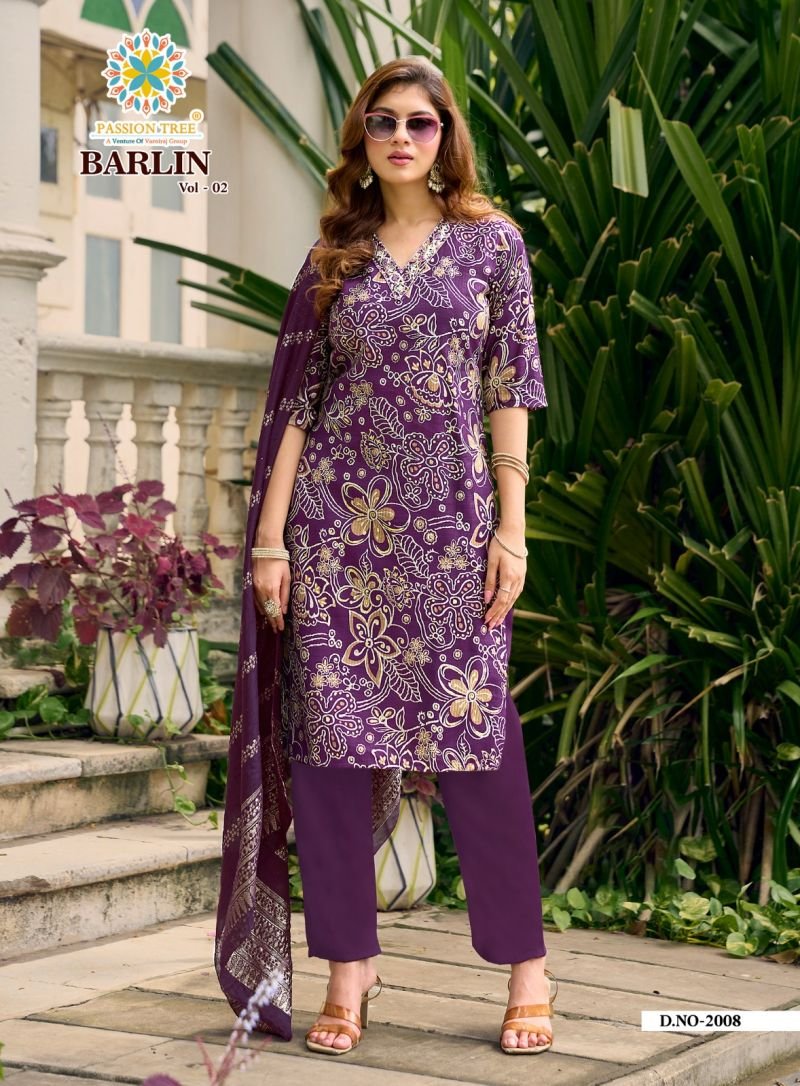 Launching Barlin Vol 2 By Passion Tree Barlin Print Embroidered Kurti With Bottom Dupatta Wholesale 2026