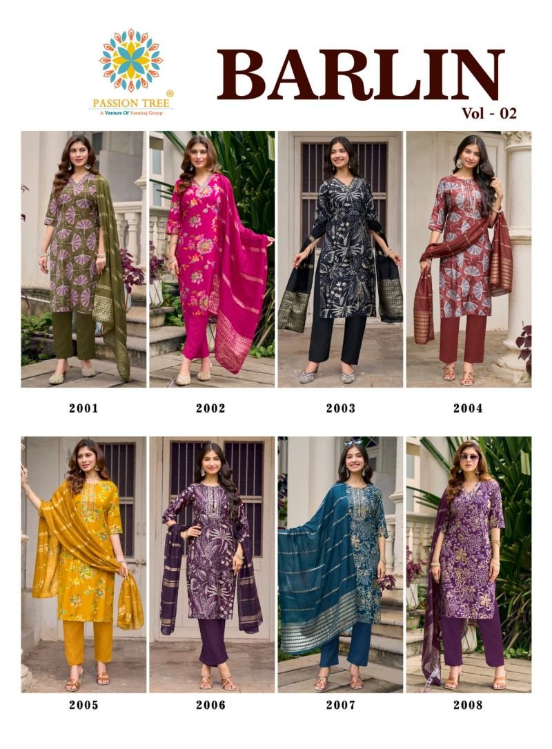 Launching Barlin Vol 2 By Passion Tree Barlin Print Embroidered Kurti With Bottom Dupatta Wholesale 2026