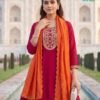 Buy Blue Hills Afreen Plus Size Vichitra Embroidered Anarkali Kurti With Bottom Dupatta Wholesale 2026