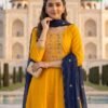 Buy Blue Hills Afreen Plus Size Vichitra Embroidered Anarkali Kurti With Bottom Dupatta Wholesale 2026