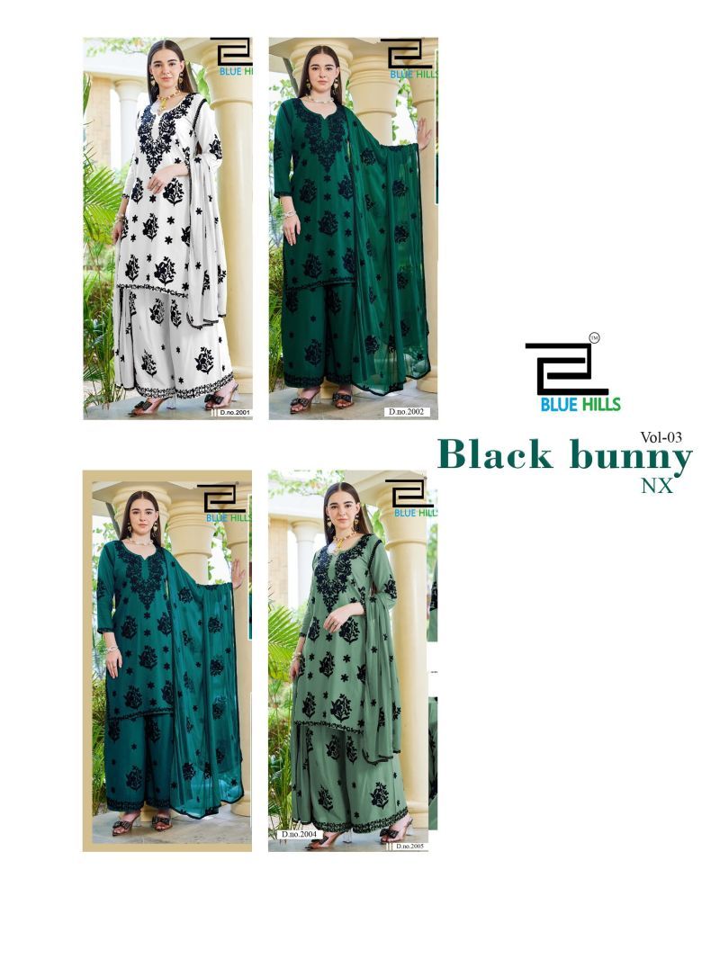 Launching Blue Hills Black Bunny Vol 30 Nx Rayon With Thread Work Kurti With Bottom Dupatta Wholesale 2026